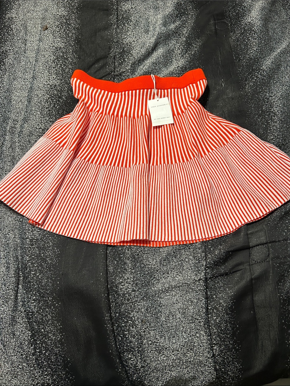 Red and White Striped Pleated Skirt -Free Assembly (Walmart brand)